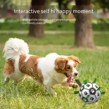 Товары для домашних животных — Игрушечный мяч для собак, Футбол на открытом воздухе, Интерактивный игрушечный мяч для перетягивания каната — Мяч для погони и тренировки домашних животных Football