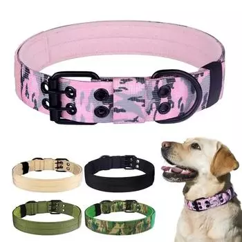 Товары для домашних животных на открытом воздухе Тактический ошейник Дышащий Регулируемый нейлоновый ремень Пряжка Тренировочные ошейники для прогулок Ошейник для домашних собак Ожерелье M чёрный