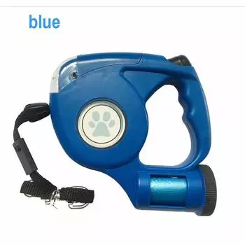 Товары для домашних животных Поводок для ошейника для собак Автоматический выдвижной поводок 4,5 м Светодиодный фонарик Поводок для собаки с мешком для мусора красный