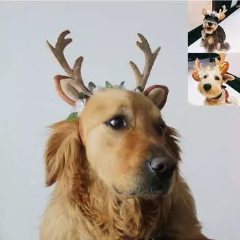 Товары для домашних животных Рождественская шапка для собаки Ювелирные изделия для кошек Повязка на голову с рогами M разноцветный