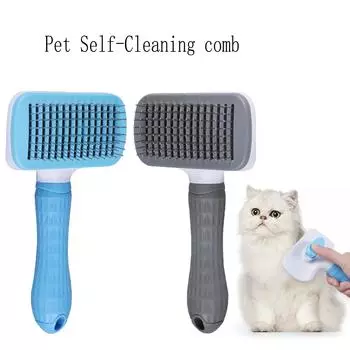 Товары для домашних животных Самоочищающаяся расческа для кошек и собак Щетка для выцветания волос с узлом синий