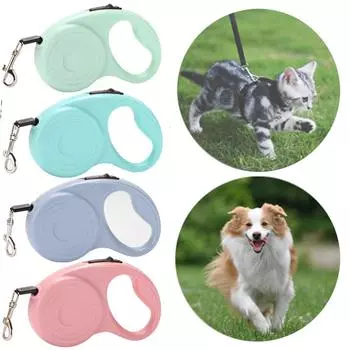Товары для домашних животных, выдвижная тяговая веревка для щенков, собак, кошек, прогулочный поводок, поводок для собак маленького и среднего размера, нагрудный ремень для собак, кошек 3m серый