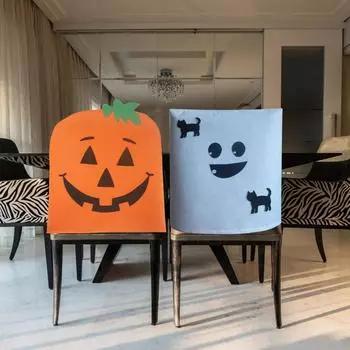 Товары для Хэллоуина Чехлы для стульев в виде тыквы на Хэллоуин Украшения на Хэллоуин