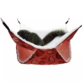 Товары для питомцев Теплые двухслойные кроватки для белок Клетка для хомяка Спальный мешок для питомца Гамак для питомца 20x20cm-Strawberry