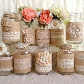 Товары для рукоделия для рождественских и свадебных украшений - 2 метра цветного кружева и мешковины с 14 узорами для рукоделия