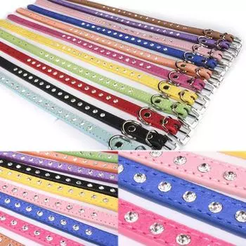 Товары для щенков Charm Высококачественный ошейник для собак с кристаллами Товары для животных Популярные ошейники для кошек для маленьких домашних животных Ожерелья XS синий