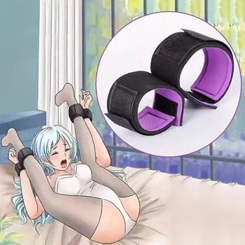 Товары для секса для взрослых: связанные руки и ноги в различных позах, принудительно раздвинутые ноги, наручники, кандалы, черный фиолетовый мягкий и удобный 1 Pair / 2 Pcs