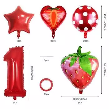 Товары для вечеринки 32 дюйма Товары для первого дня рождения Золотые украшения для вечеринки по случаю дня рождения для мальчиков в стиле клубники