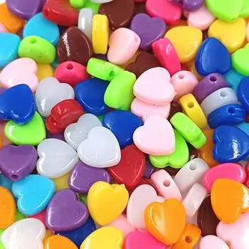 Товары для вечеринки Акриловые ювелирные аксессуары для изготовления ювелирных изделий ярких цветов Модные бусины «сделай сам» Товары ручной работы Изготовленные плоские бусины в форме сердца 50 шт. розы красного