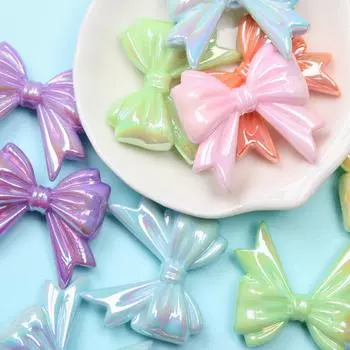 Товары для вечеринки Большой бант из бисера Ожерелье Браслет 32,3*36,6 мм 20 шт. DIY фурнитура акриловые ювелирные изделия Изготовление свободных бусин для изготовления банта 20Pcs разноцветный