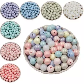 Товары для вечеринки, бусины ярких цветов, 20 шт./40 шт., свободные шарики, бусины-разделители 8 мм/10 мм, акриловые круглые бусины для изготовления ювелирных изделий, ожерелья, браслета своими руками 20Pcs розовый
