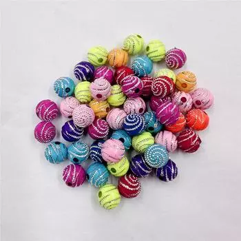 Товары для вечеринки Круглые бусины-разделители Шамбала Бусины со стразами Акриловые бусины Ювелирные аксессуары Разные цвета 20 шт. 10 мм Для изготовления ювелирных изделий Спираль 10mm разноцветный
