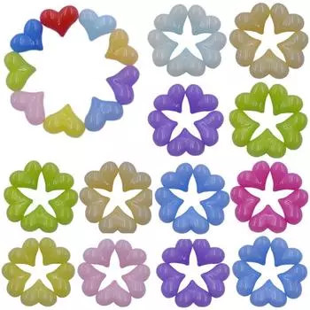 Товары для вечеринки, ожерелье, браслет, акриловое сердце ярких цветов, сделай сам, для изготовления ювелирных изделий, 5 шт., 22*17 мм, кулон с одним отверстием синий