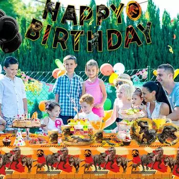 Товары для вечеринки по случаю дня рождения в стиле динозавров, набор столовых приборов для украшения вечеринки в стиле динозавров, 127 предметов жёлтый