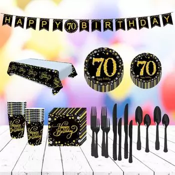 Товары для вечеринки по случаю дня рождения, сверкающий набор одноразовой посуды на 16 персон для семейных встреч, юбилеев, дней рождения