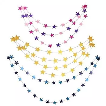 Товары для вечеринки по случаю дня рождения, подвесная гирлянда, цепочка, украшение для вечеринки, декор для свадебного экрана, декор для спальни, 4 м, бумажные гирлянды, яркие золотые и серебряные звезды ручной работы 01