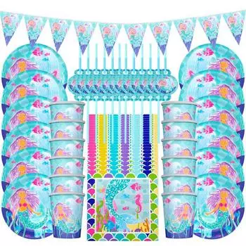 Товары для вечеринки в стиле Русалочки, гирлянда из воздушных шаров, набор украшений в виде русалки, подводное украшение на день рождения для детей, декор для вечеринок по случаю дня рождения