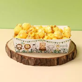 Товары для вечеринки в стиле животных джунглей Мини-подносы для закусок Леопардовый принт Бумажные подносы для еды Тема сафари Украшения для дня рождения Baby Shower