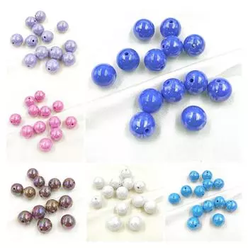 Товары для вечеринок 10 шт. Темный отдел Бисерные материалы Ювелирные аксессуары Модные круглые бусины AB Magic Color Браслет Ожерелье Креатив жёлтый