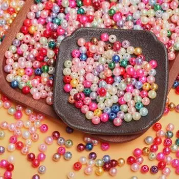 Товары для вечеринок 50/100 шт. круглых жемчужин, разделителей, бусины, ожерелья, браслеты, серьги, аксессуары для самостоятельного изготовления ювелирных изделий, акрил 6/8 мм 6mm 100 Pcs белый