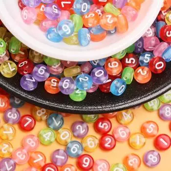 Товары для вечеринок 50 шт. браслет акриловые круглые модные цифровые бусины 6,5 мм DIY мобильный телефон цепочка ожерелье бисерный материал изготовление аксессуары Style 1