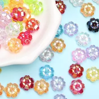 Товары для вечеринок AB Прозрачный сливовый браслет-ожерелье 120 шт. Случайные смешанные акриловые свободные бусины для изготовления ювелирных изделий своими руками 10 мм разноцветные цветочные бусины 120Pcs разноцветный