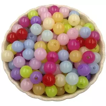 Товары для вечеринок Акриловые бусины 100 шт. Мода для изготовления ювелирных изделий Бисероплетение Фурнитура DIY Ремесла Желе цвет Круглые аксессуары 8 мм