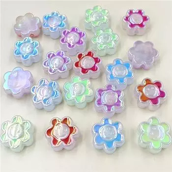 Товары для вечеринок Акриловые модные стекающие масляные бусины в виде цветов своими руками ослепительный градиентный свет ручная работа 5 шт. смайлик бисерный материал ювелирные аксессуары зелёный