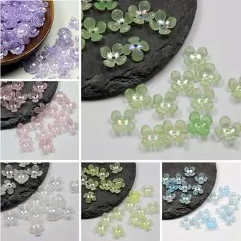 Товары для вечеринок Акриловый материал для цветка с четырьмя лепестками 10 мм DIY аксессуары Изготовление ювелирных изделий Браслет Ожерелье Серьги AB Цветные бусины 100 шт. Ручная работа about 100pcs 10mm фиолетовый