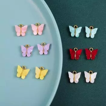 Товары для вечеринок Бабочка для изготовления ювелирных изделий 13x12,5 мм Симпатичные подвески Популярные ручная работа 4 шт./лот 8 цветов DIY ювелирные аксессуары акриловые подвески 13*12.5mm 4Pcs/Lot чёрный