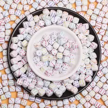 Товары для вечеринок Браслет Ожерелье Двухцветные бусины в форме кубиков для изготовления ювелирных изделий Аксессуары с маленьким отверстием DIY 10 шт./лот квадратной формы Акрил