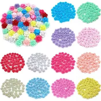 Товары для вечеринок Бусины своими руками Ювелирные изделия Аксессуары Многоцветные 20 шт. Бусины в виде розового цветка Материал ручной работы Бусины для рукоделия Конфетного цвета Мода 13mm 20Pcs зелёный