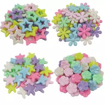 Товары для вечеринок Бусины своими руками конфетного цвета, сплошной цвет, новые аксессуары для самостоятельной сборки, бусины для украшений, 10 шт., акриловые, красочные, цветочные, морские звезды, полые, свободные бусины 3