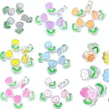 Товары для вечеринок Бусины Тюльпаны Мультфильм DIY Милые Мобильные Телефоны Цепочка Свободные Бусины Бусины Волос Веревка Прозрачные Капли Масла 5 ШТ 18*28 мм оранжевый