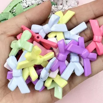 Товары для вечеринок, цветной сплошной бант для браслета, ожерелья, изготовления подвесок, россыпью бусины, акрил, 50 шт., аксессуары для ювелирных изделий своими руками, мода, 20,4*34,2 мм ярко-розовый