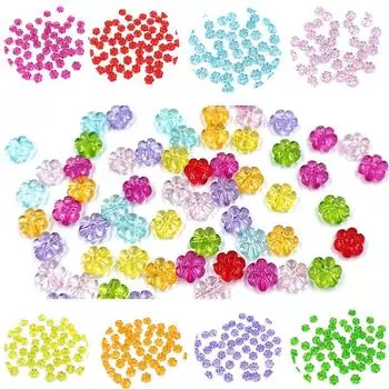 Товары для вечеринок Цветочная прокладка Цветочная бусина Модные украшения DIY Акриловые аксессуары Отдел изготовления прозрачных бусин Браслет смешанных цветов 10 мм розы красного