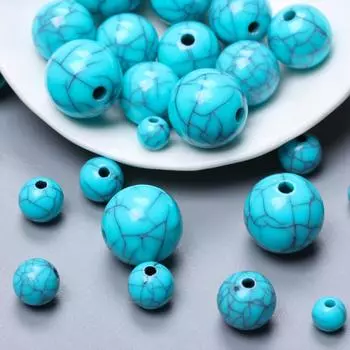 Товары для вечеринок DIY Имитация камня Бирюза для изготовления искусственных ювелирных изделий Аксессуары Круглые свободные бусины Ожерелье 6-16 мм 100-10 шт. Браслет 6mm 100Pcs