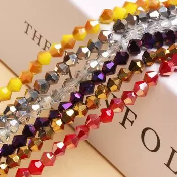 Товары для вечеринок для изготовления ювелирных изделий, подарков, бриллиантов, 1 нитка, заостренные бусины AB, сплошной цвет, аксессуары ручной работы «сделай сам», 4 мм, модные свободные бусины