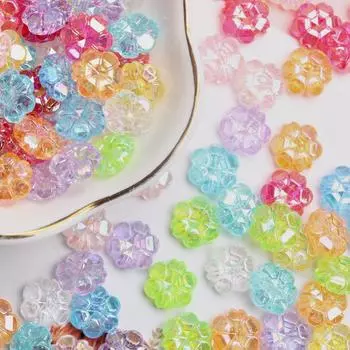 Товары для вечеринок для самостоятельного изготовления ювелирных изделий, ожерелье 10 мм, цветные акриловые бусины 250 шт., цветочные бусины, прозрачный браслет, случайный смешанный цвет