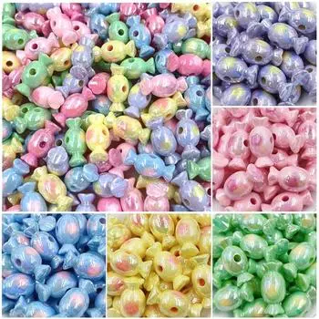 Товары для вечеринок, изготовление браслетов из акрила, бусины, креативные, 10 шт., конфетный материал, модное УФ-покрытие, ослепляющее, два цвета жёлтый