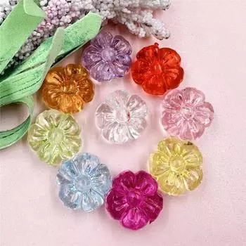 Товары для вечеринок Изготовление ювелирных изделий 19,3 мм свободные бусины аксессуары серьги в виде цветка сливы браслет акриловый кристалл материал ручной работы мода 10 шт. сделай сам белый