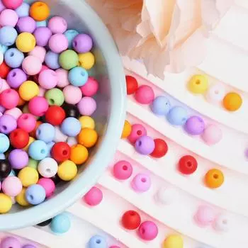 Товары для вечеринок Изготовление ювелирных изделий для браслетов 100 шт. Акриловые бусины-разделители 6 мм, матовые бусины, однотонные, подвески для самостоятельной сборки 8mm-50pcs разноцветный