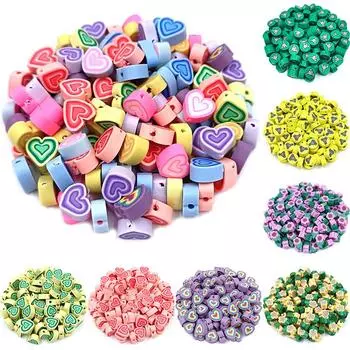 Товары для вечеринок Изготовление ювелирных изделий оптом своими руками для свободных бусин Цветок Слон Сердце Ожерелье Браслет Подвеска 20 шт Мягкая глина 20Pcs 10*11mm Heart зелёный