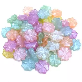 Товары для вечеринок Изготовление ювелирных изделий Подвески Бусины акриловые для самодельных ювелирных изделий Аксессуары 10 шт. Флуоресцентные бусины клевера жёлтый