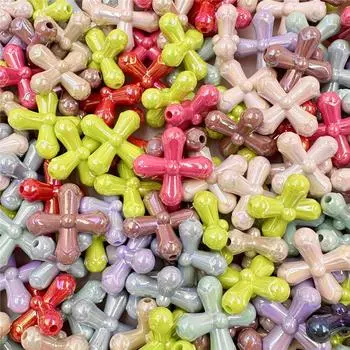 Товары для вечеринок крест DIY акриловые 5 шт бусины аксессуары ювелирные изделия кулон бисер аксессуар 24.7*24.3 мм цветной about 24.7*24.3mm розовый