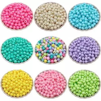 Товары для вечеринок Круглые бусины Материалы для ручной работы Изготовление ручных работ Цвет конфет 6 мм Твердые акриловые бусины Бусины для самостоятельного изготовления 100 шт. Бусины россыпью бежевый