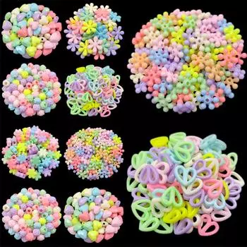 Товары для вечеринок Кулон ярких цветов DIY Ремесла Свободные бусины Изготовление ювелирных изделий 10-40 шт. Ожерелье Браслет Унисекс Сердце Цветок Красочный акрил 20Pcs 15*17mm Heart