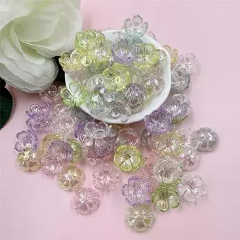 Товары для вечеринок Материалы для поделок Бусины россыпью 100 шт. Градиент 16*8 мм Изготовление ювелирных изделий Аксессуары для телефонных цепочек Акриловые браслеты Цветок Прозрачный фиолетовый