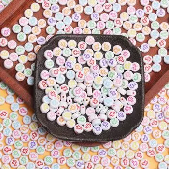 Товары для вечеринок Материалы для самостоятельной сборки Плоское круглое ожерелье Браслет Аксессуары Бусины Серьги Брелок 40 шт Изготовление ювелирных изделий Ручная работа Цепочка для телефона