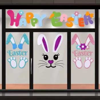 Товары для вечеринок Мультяшная пасхальная фетровая наклейка на дверь Милая забавная наклейка на стену с курицей Изысканное веселое пасхальное украшение Праздничный декор